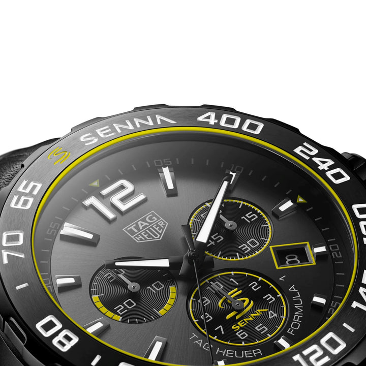 Tag Heuer Clock Formula 1 x Senna 43 мм серая кварцевая стальная отделка Pvd Black Caz101aj.fc6487