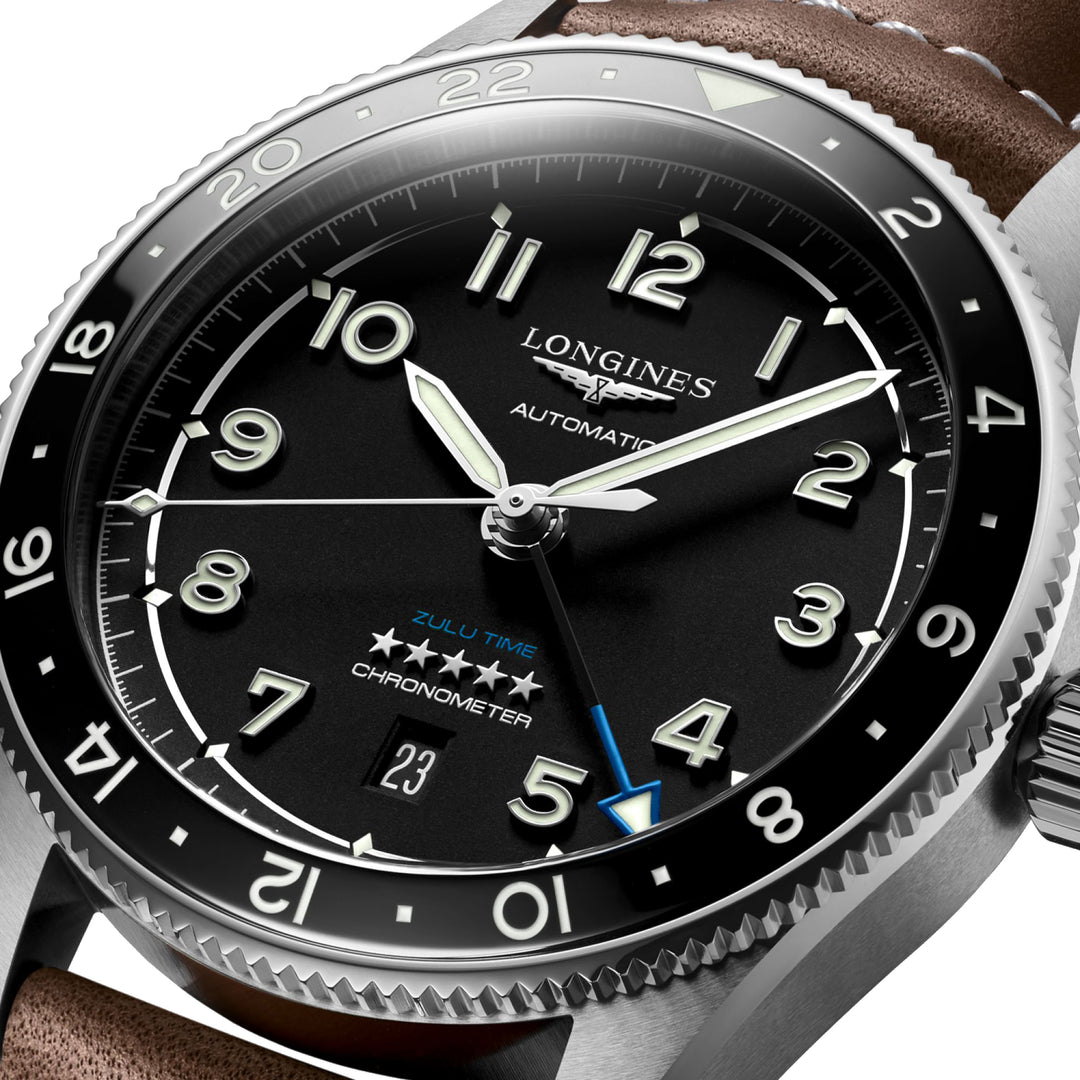 Часы Longines Spirit Zulu Time 42mm черный автоматический сталь L3.812.4.53.2