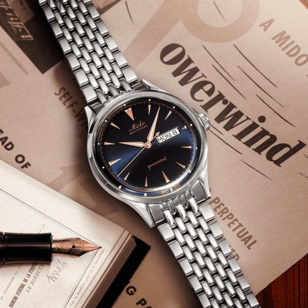 Mido часы Multifort Powerwind Limited Edition 1954 штуки 40 мм синий автоматический сталь M040.408.11.041.00