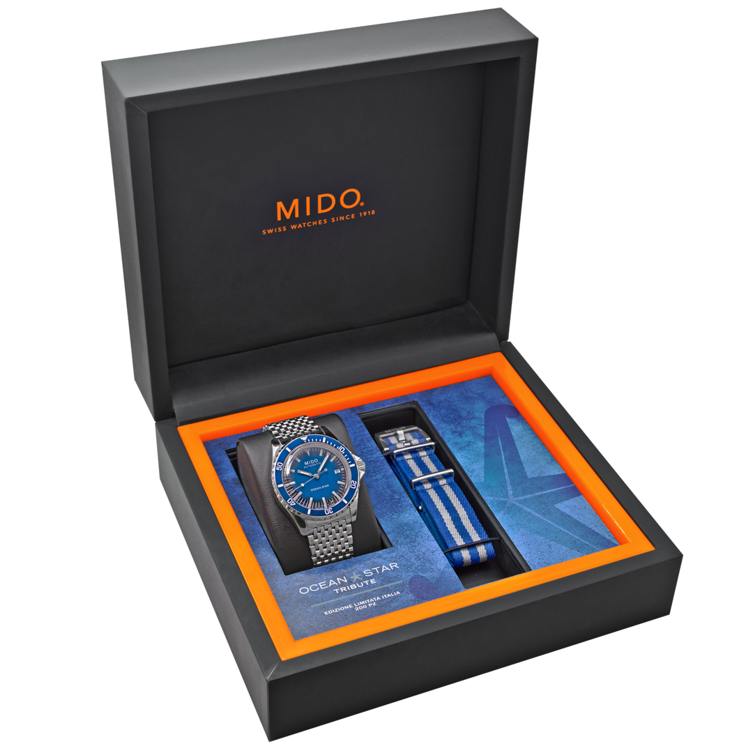 Mido Ocean Star Tribute Limited Edition 200pz 40 мм синяя автоматическая сталь