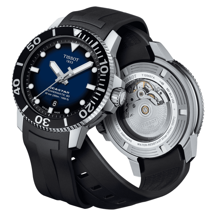 Часы Tissot Seastar 1000 Powermatic 80 43mm синий автоматическим стальным T120.407.17.041.00
