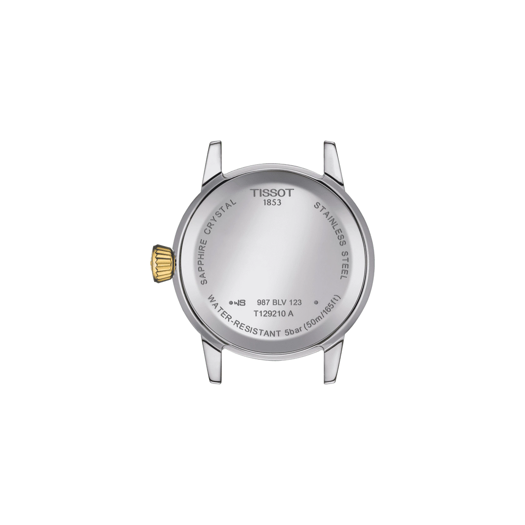 Часы Tissot Classic Dream Lady 28mm серебряные кварцевые стальные отделки PVD желтое золото T129.210.22.031.00
