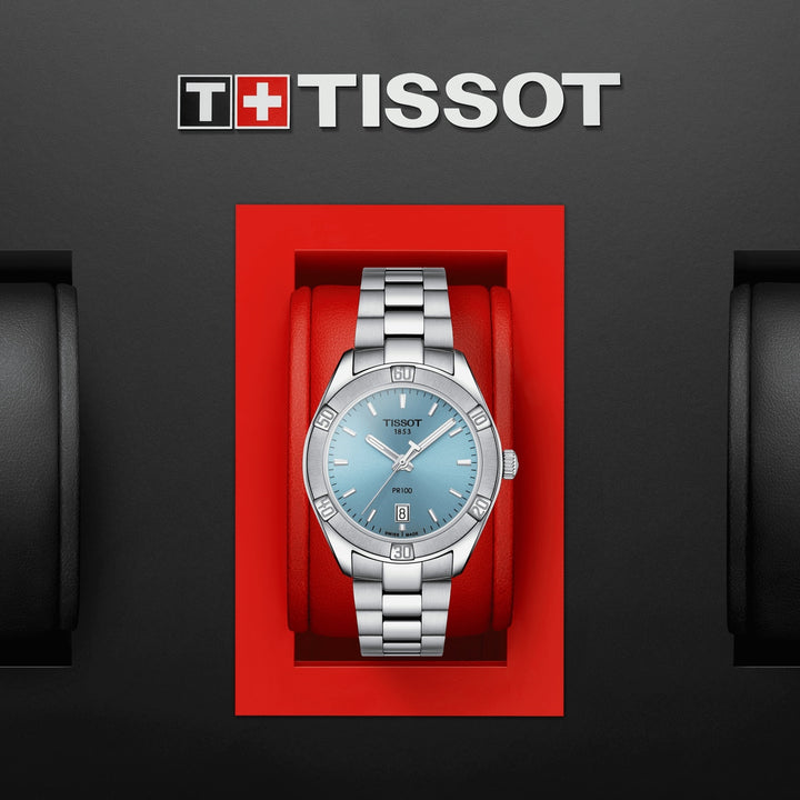 Часы Tissot PR 100 Lady Sport Chic 36mm синий кварцевый сталь T101.910.11.351.00