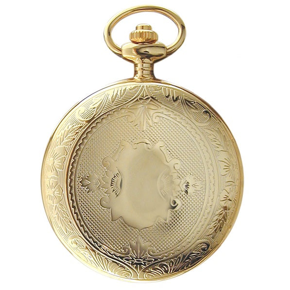 Pryngeps карманные часы 48 мм белый ручной намотки стали отделка PVD желтого золота T085L