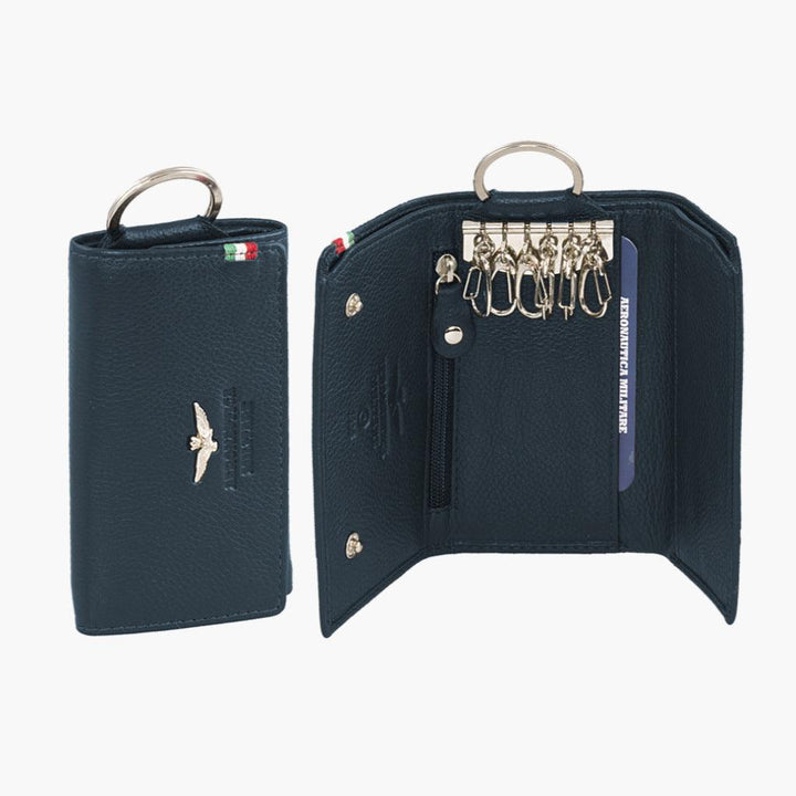 Aeronautica Militare Portachiavi in pelle con porta banconote e portaspicci AM108-BL - Capodagli 1937