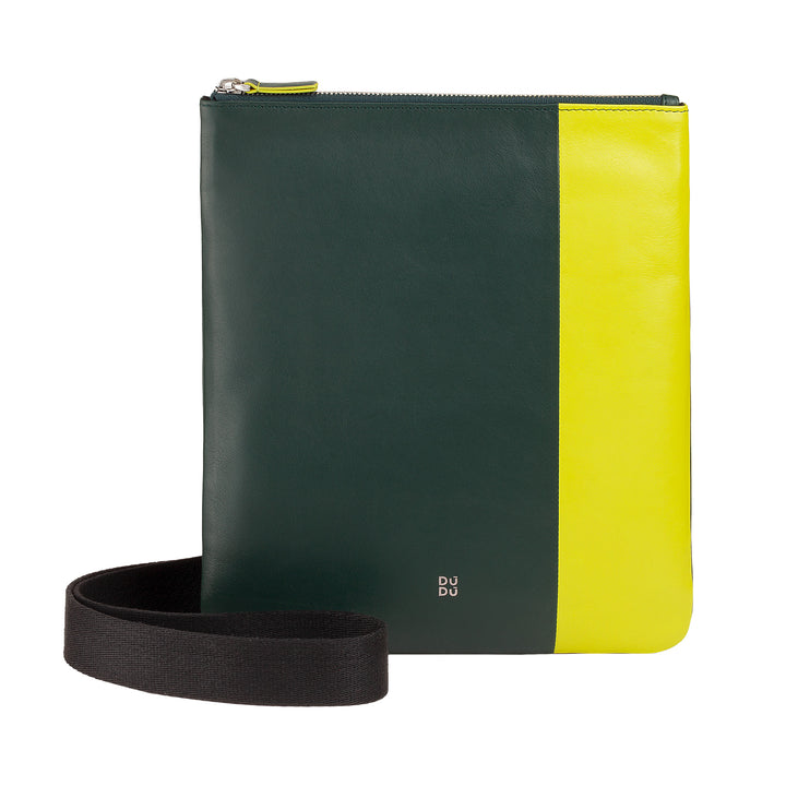DuDu Мужская сумка через плечо с молнией Zip, сумка через плечо Компактный дизайн из цветной натуральной кожи и регулируемый ремень