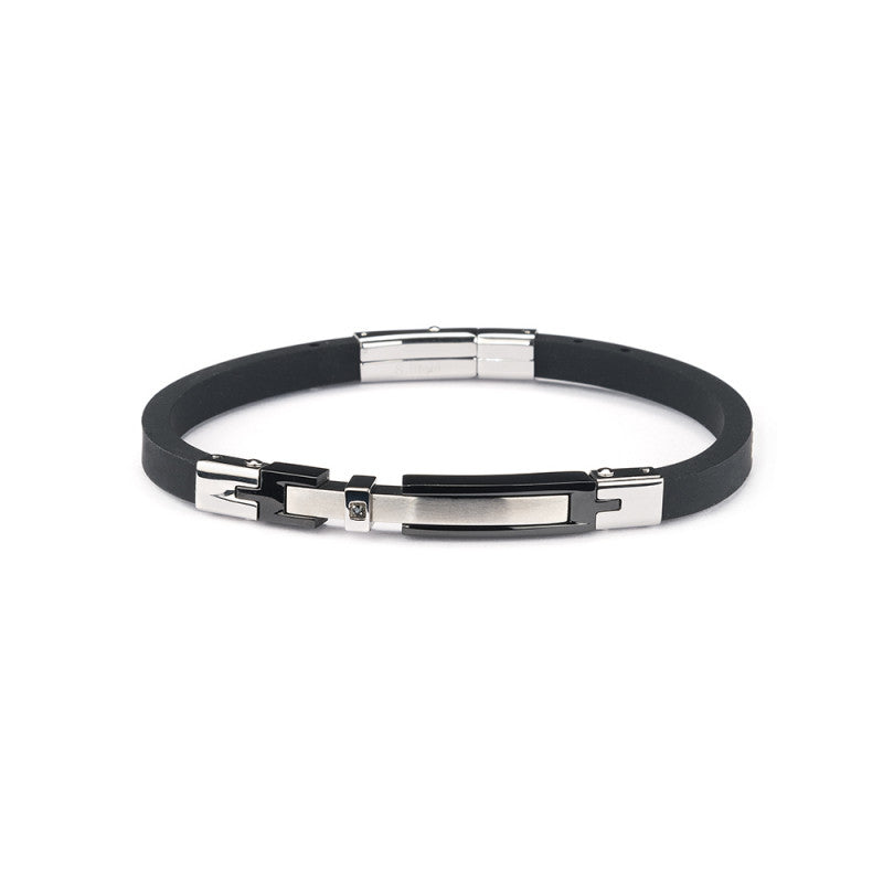 Sovereign bracelet Infinity Collection steel finishes PVD black rubber J5400