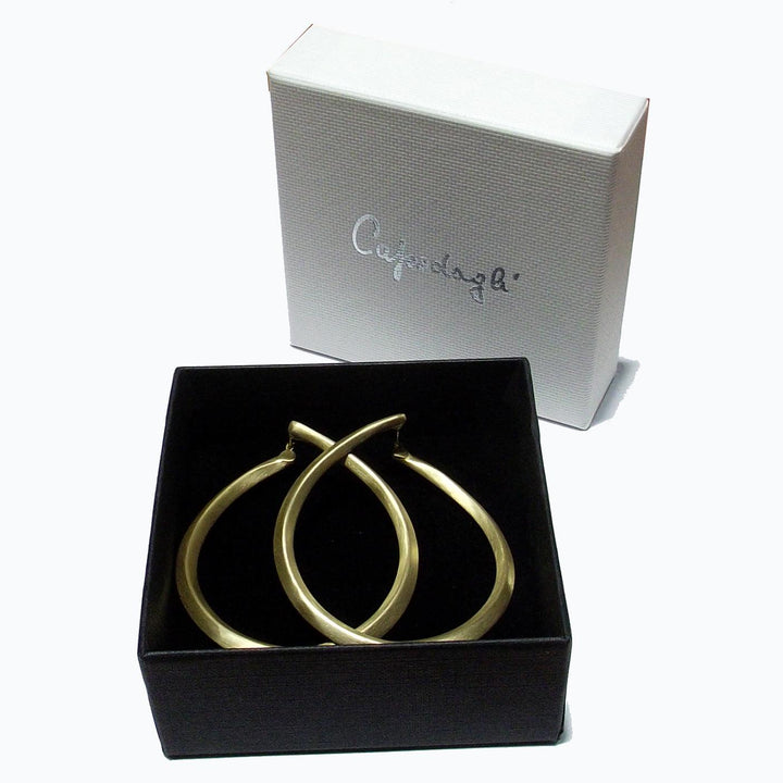 Capodagli orecchini a cerchio Goccia Grande argento 925 finitura PVD oro giallo satinato CPD-ORE-ARG-0001-GS - Capodagli 1937