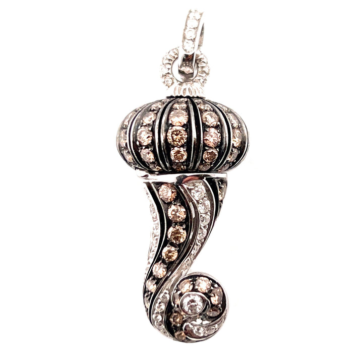 Chantecler ciondolo charm Corno oro bianco 18kt diamanti bianchi e brown CH 21122 - Capodagli 1937