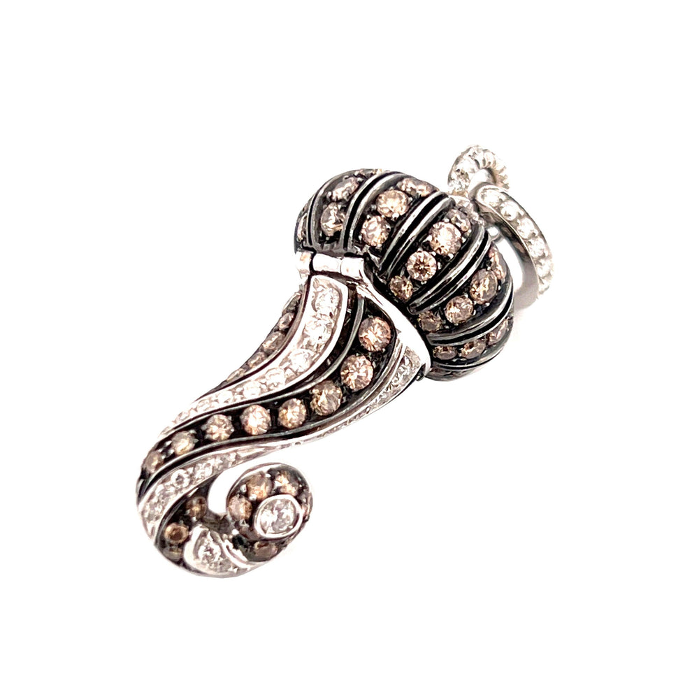 Chantecler ciondolo charm Corno oro bianco 18kt diamanti bianchi e brown CH 21122 - Capodagli 1937