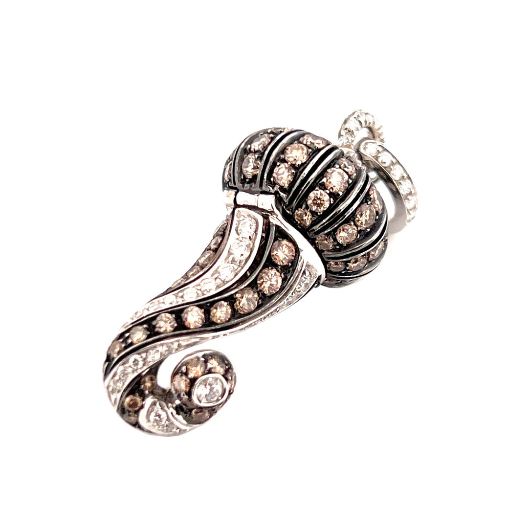 Chantecler ciondolo charm Corno oro bianco 18kt diamanti bianchi e brown CH 21122 - Capodagli 1937