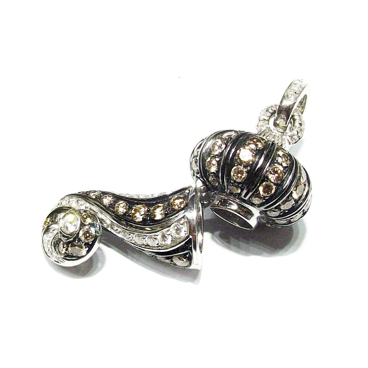 Chantecler ciondolo charm Corno oro bianco 18kt diamanti bianchi e brown CH 21122 - Capodagli 1937