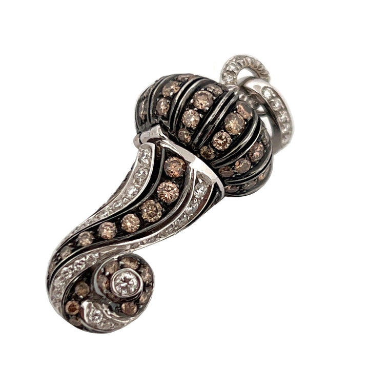Chantecler ciondolo charm Corno oro bianco 18kt diamanti bianchi e brown CH 21122 - Capodagli 1937