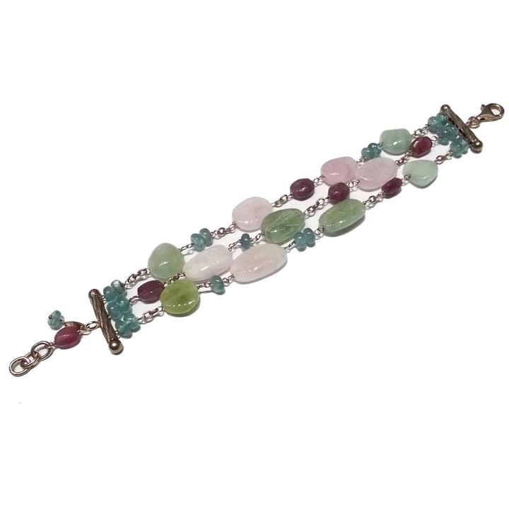 Crisor bracciale argento 925 finitura PVD oro rosa acquamarina tormaline giada BR 01 - Capodagli 1937