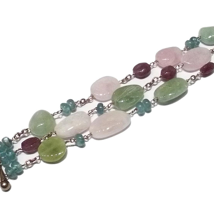 Crisor bracciale argento 925 finitura PVD oro rosa acquamarina tormaline giada BR 01 - Capodagli 1937