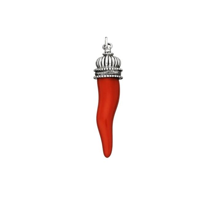 Giovanni Raspini ciondolo argento charm corno rosso medio cupola 8764 - Gioielleria Capodagli