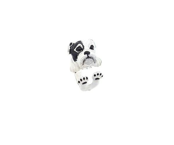 Idandi anello Cane Bulldog Inglese argento 925 e smalto BULLDOG INGLESE B/N - Gioielleria Capodagli