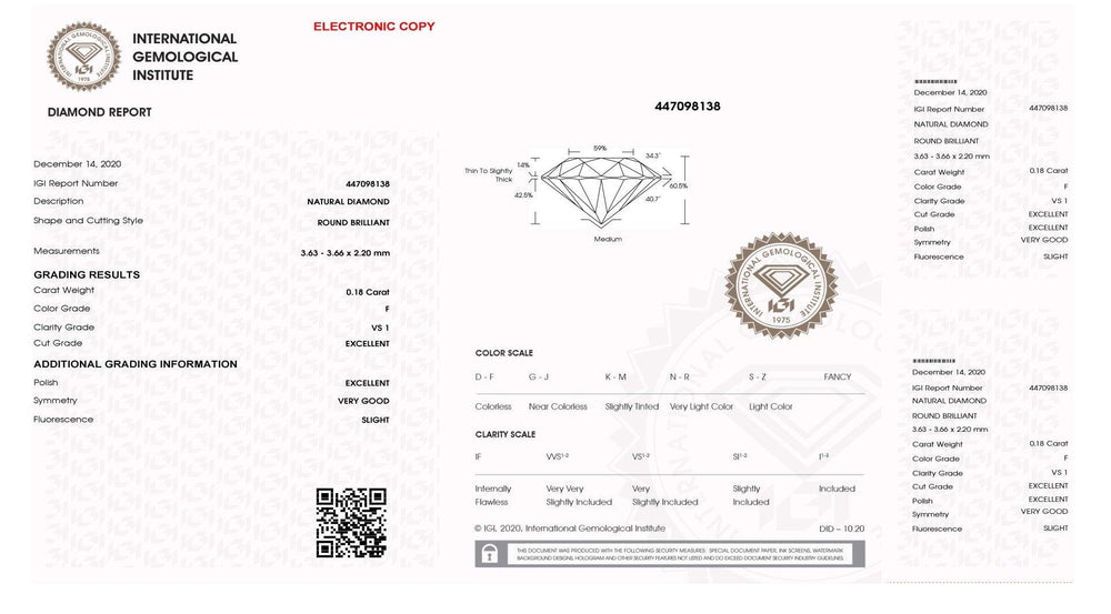 IGI diamante in blister certificato taglio brillante 0,18ct colore F purezza VS 1 - Capodagli 1937