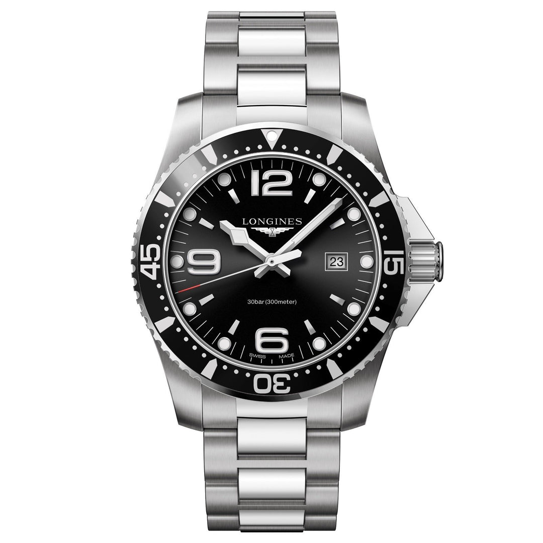 Longines orologio uomo HydroConquest nero 44mm quarzo acciaio L3.840.4.56.6 - Gioielleria Capodagli