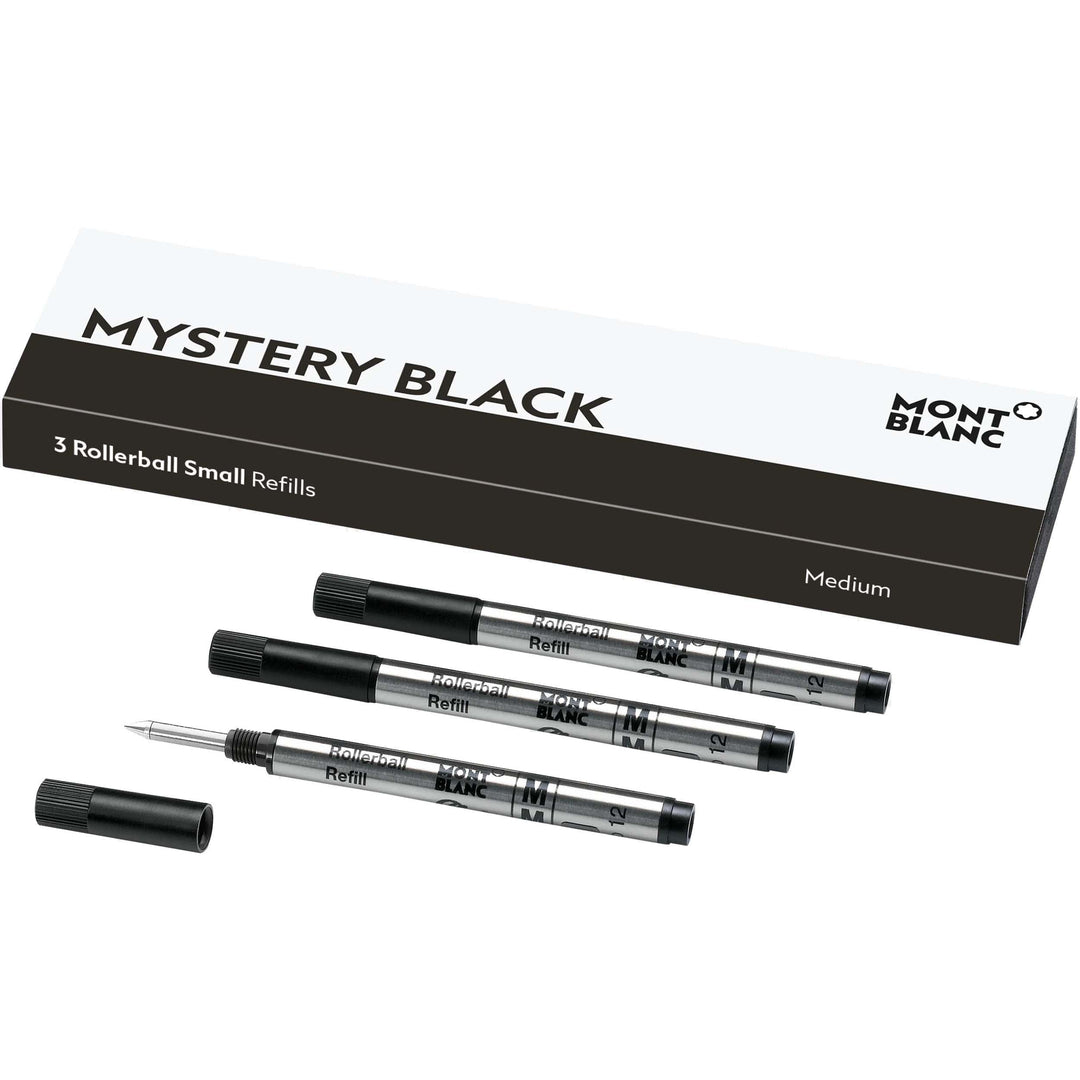 Montblanc 3 refill piccoli per roller punta M Mystery Black nero 128240 - Capodagli 1937