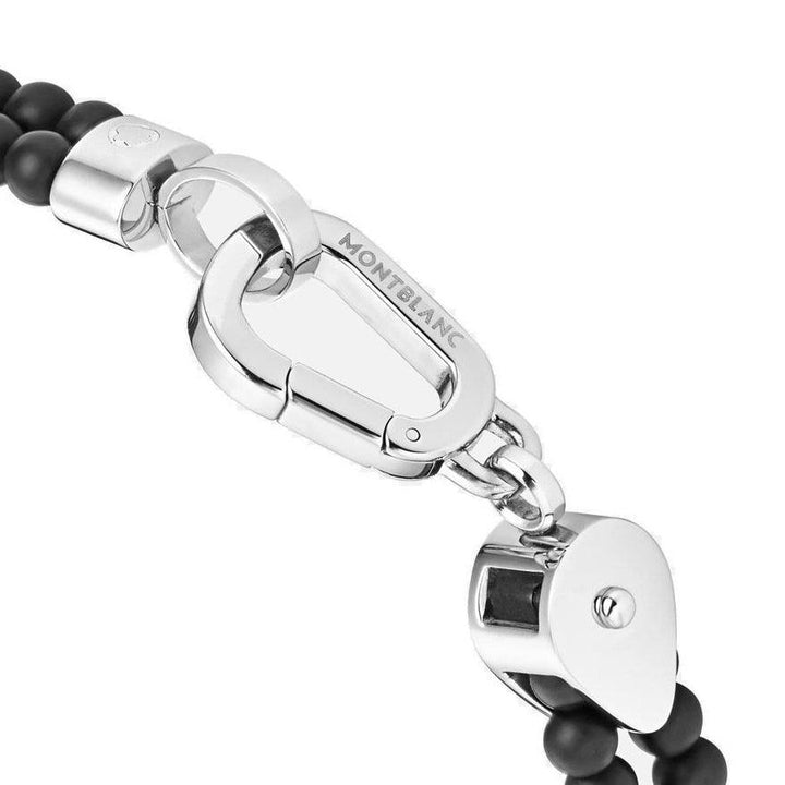 Montblanc bracciale doppio giro Wrap Me acciaio e onice misura S 12596660 - Capodagli 1937