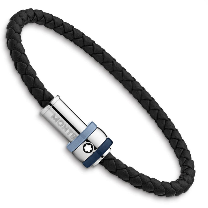 Montblanc bracciale Montblanc 1858 Ice Sea blu pelle intrecciata nero misura M 12951863 - Capodagli 1937