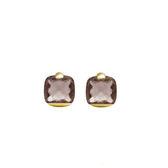 Pitti e Sisi orecchini a lobo Rainbow argento 925 finitura PVD oro giallo quarzo fume OR 9591G/057 - Capodagli 1937