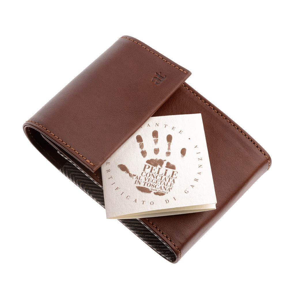 Античная Тоскана Держатель кредитных карт из натуральной кожи с 11 отсеками и застежкой на пуговицы