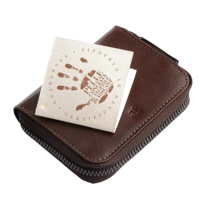 Античная Тоскана Держатель кредитных карт с круглым молнией Zip Around из натуральной кожи и 11 Карманы для карточек