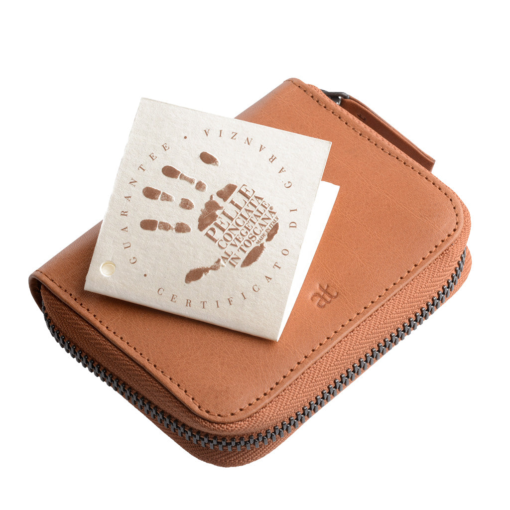 Античная Тоскана Держатель кредитных карт с круглым молнией Zip Around из натуральной кожи и 11 Карманы для карточек
