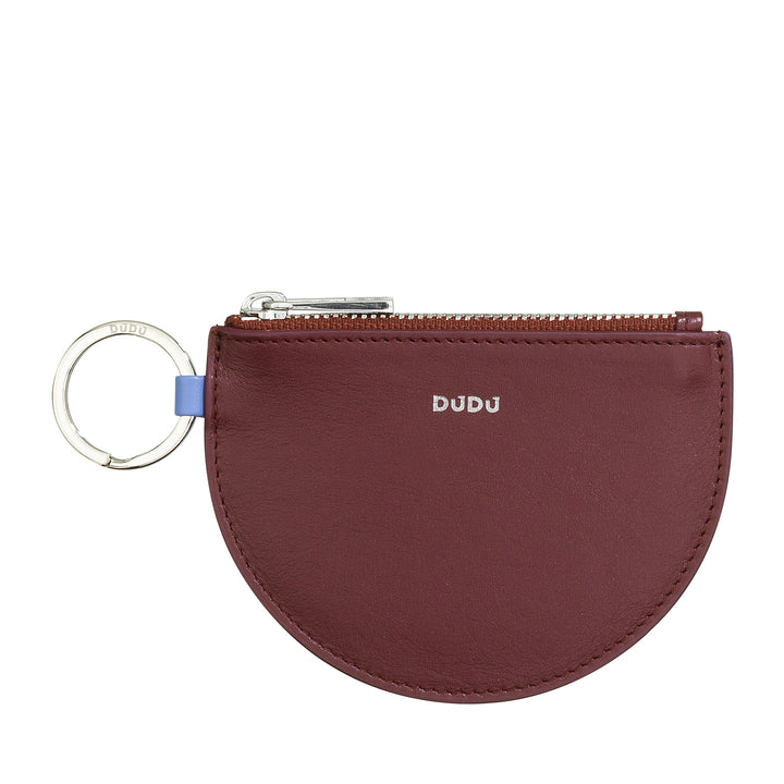 DuDu Мини-кошелек из кожи для женщин с застежкой-молнией и двухцветным брелоком Slim Design
