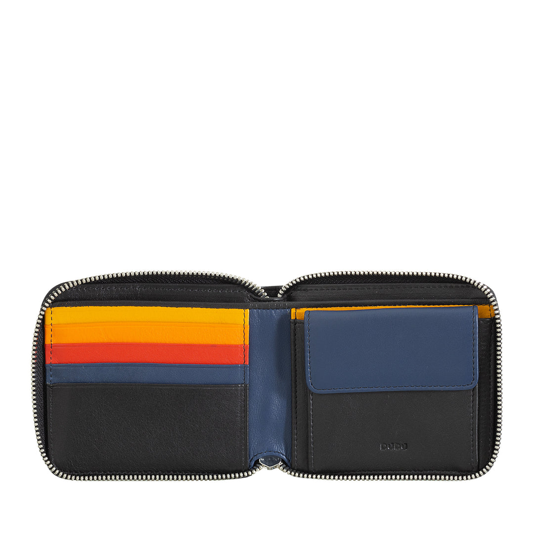 DuDu Мужской бумажник RFID Кошельки с застежкой-молнией Маленький наружный молнии с 6 слотами для карт
