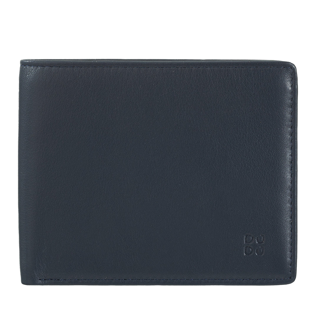 DUDU Men's RFID Wallet Genuine Leather Credit Card Holder 8 Cards Banknote Holder