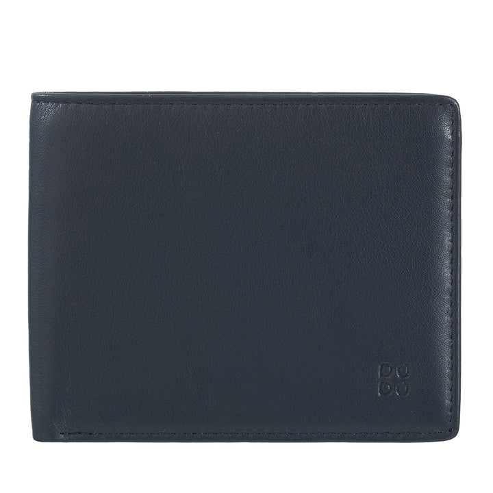 DUDU Men's RFID Wallet Genuine Leather Credit Card Holder 8 Cards Banknote Holder