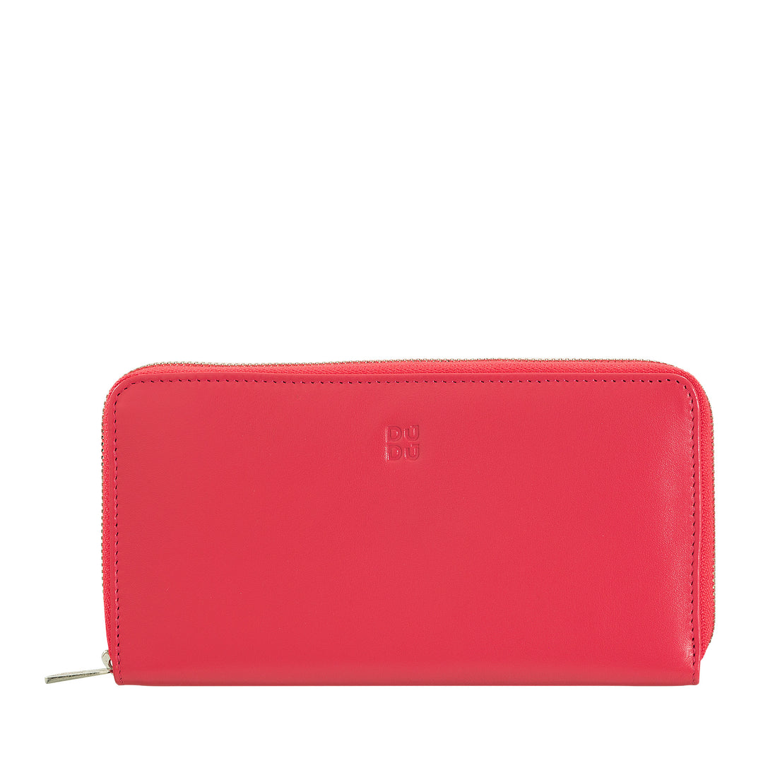 DuDu Женский большой RFID-кошелек из натуральной кожи с красочным зип-кругом