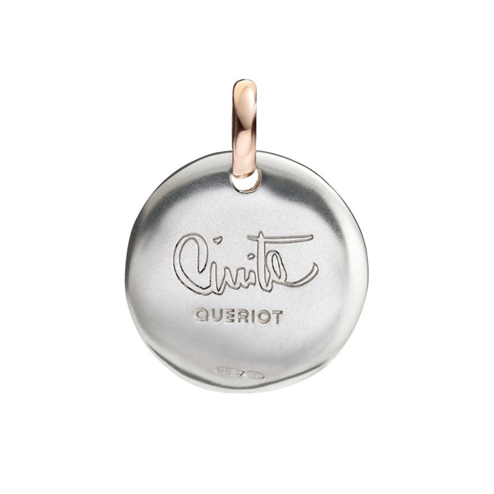 Queriot ciondolo moneta piccola Be Grateful argento 925 oro 9kt F13A03S4706 - Gioielleria Capodagli