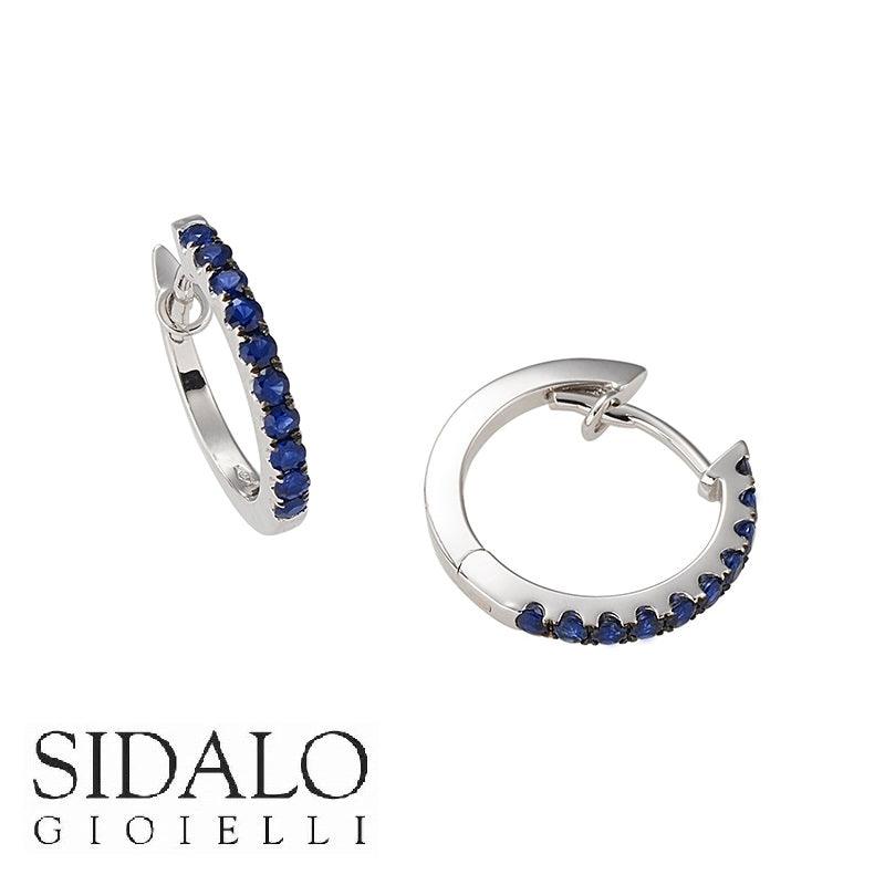 Sidalo orecchini a Cerchio oro bianco 18kt 3,30g zaffiri 0,67ct 0288OR - Gioielleria Capodagli