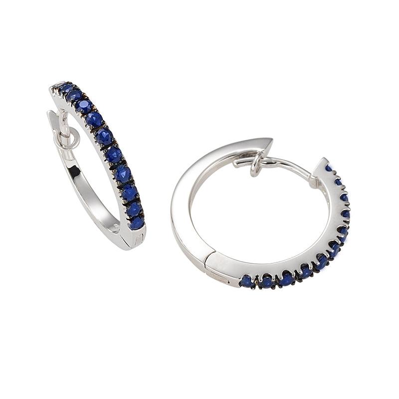 Sidalo orecchini a Cerchio oro bianco 18kt 5,30g zaffiri 0,73ct 0151OR - Gioielleria Capodagli
