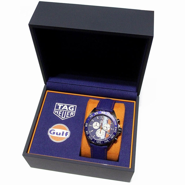 TAG Heuer orologio uomo Formula 1 Gulf 43mm cronografo quarzo CAZ101N.FC8243 - Gioielleria Capodagli