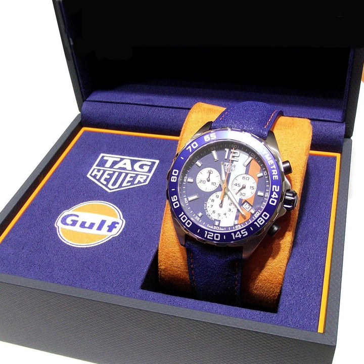 TAG Heuer orologio uomo Formula 1 Gulf 43mm cronografo quarzo CAZ101N.FC8243 - Gioielleria Capodagli