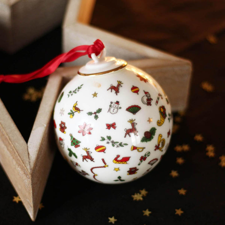 Taitu decorazione sfera Noel Oro Ball 8cm Fine Porcelain 12-4-17 - Capodagli 1937