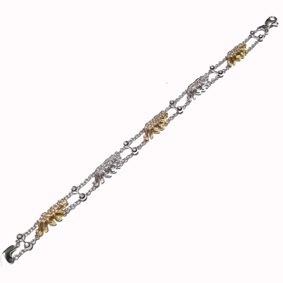 Taverna bracciale Pantere oro bianco e giallo 18kt diamanti - Capodagli 1937