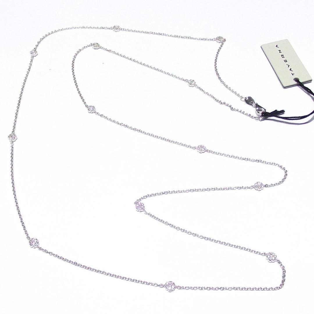 Taverna collana 80cm in oro bianco 18kt con fiori di diamanti 0,90ct colore G purezza VS 0309GI - Gioielleria Capodagli