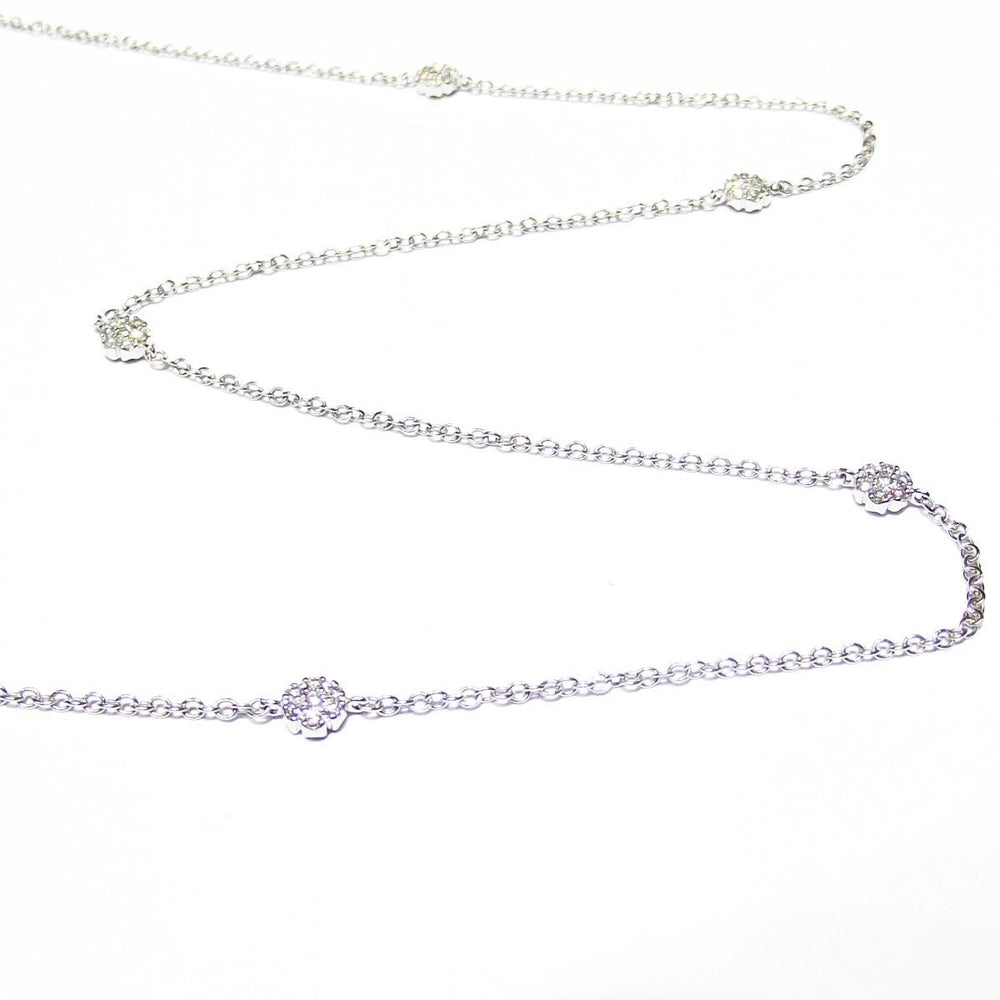 Taverna collana 80cm in oro bianco 18kt con fiori di diamanti 0,90ct colore G purezza VS 0309GI - Gioielleria Capodagli