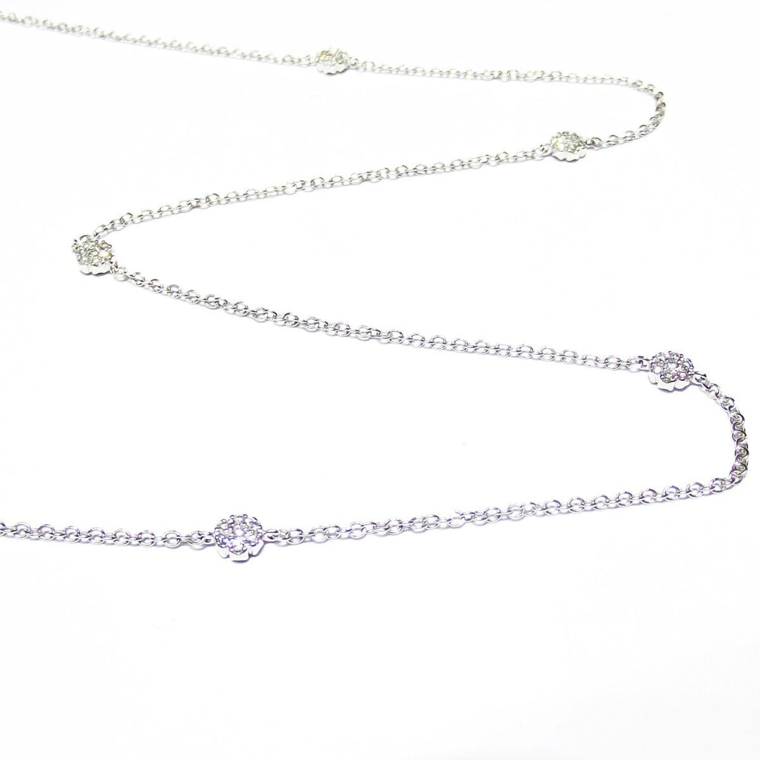 Taverna collana 80cm in oro bianco 18kt con fiori di diamanti 0,90ct colore G purezza VS 0309GI - Gioielleria Capodagli