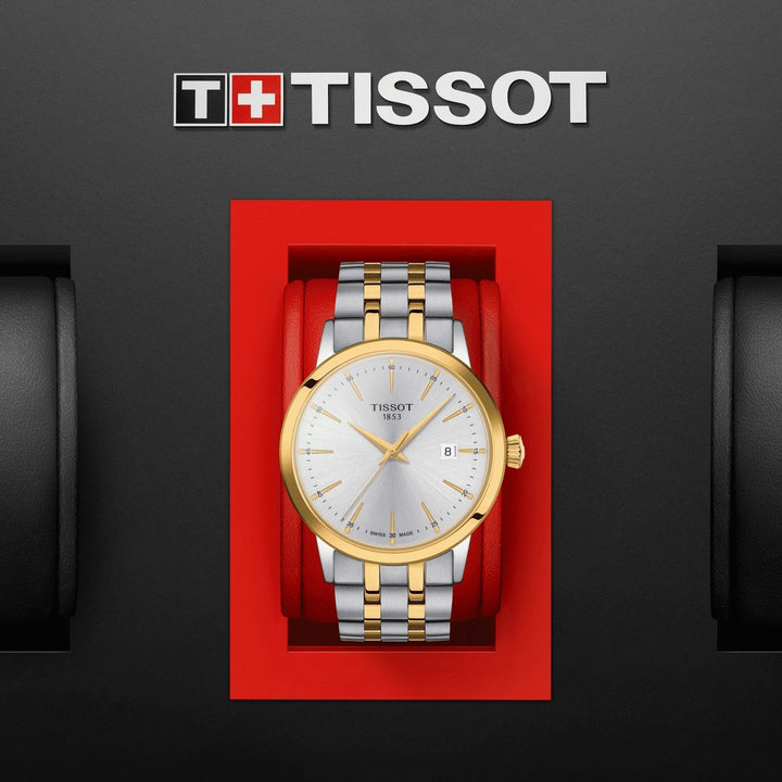 Tissot orologio Classic Dream 42mm argento quarzo acciaio finitura PVD oro giallo T129.410.22.031.00 - Capodagli 1937