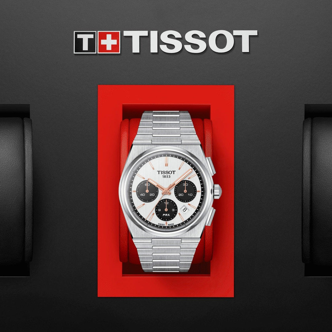 Tissot orologio Prx Automatic Chronograph 42mm bianco automatico acciaio T137.427.11.011.00 - Capodagli 1937