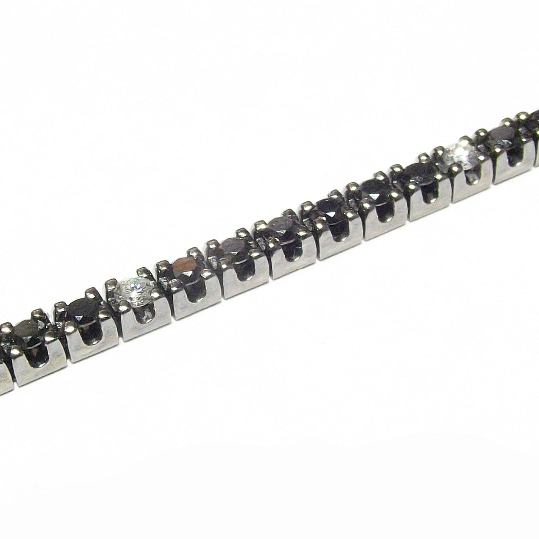 World Diamond Group bracciale tennis oro 18kt finitura rutenio nero diamanti 0,34ct colore G purezza VS e diamanti black 2,07ct 0200BR - Gioielleria Capodagli