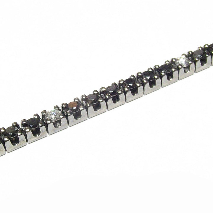 World Diamond Group bracciale tennis oro 18kt finitura rutenio nero diamanti 0,34ct colore G purezza VS e diamanti black 2,07ct 0200BR - Gioielleria Capodagli