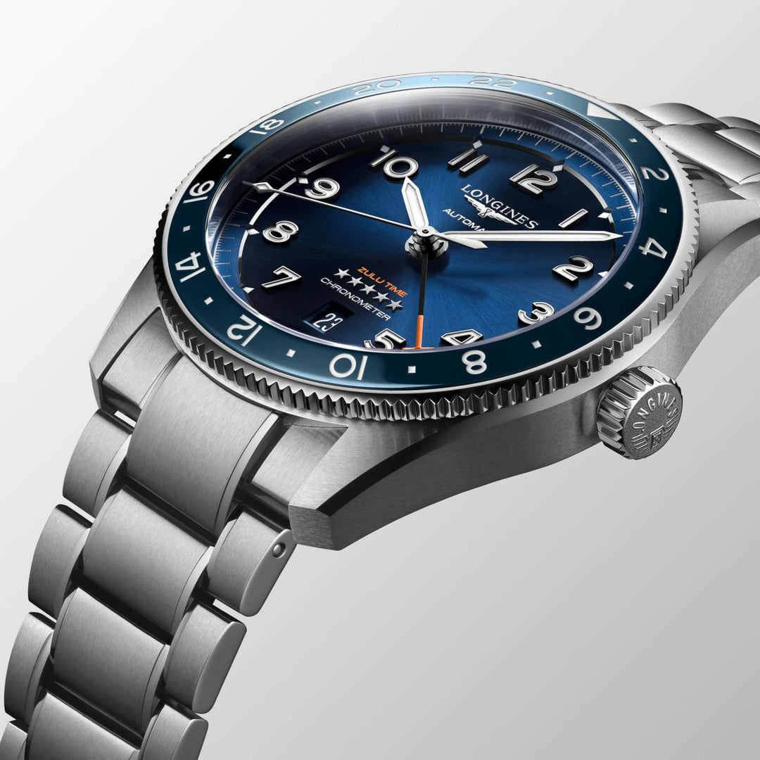 Часы Longines Spirit Zulu Time 42 мм синий автоматический сталь L3.812.4.93.6